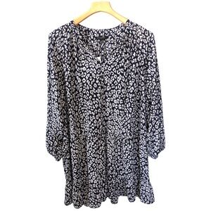 Banana Republic Factory Navy White Animal Print Long Sleeve Dress Small NWT